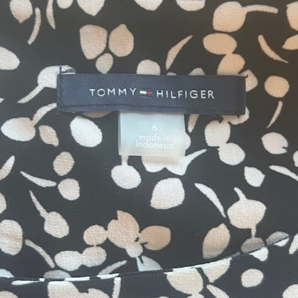 TOMMY HILFIGER Black/White Floral dress Size 6 Ruffle Hem *Worn Once* - Picture 5 of 5